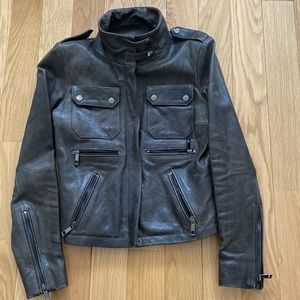 Black leather jacket size S. Perfect for spring/autum